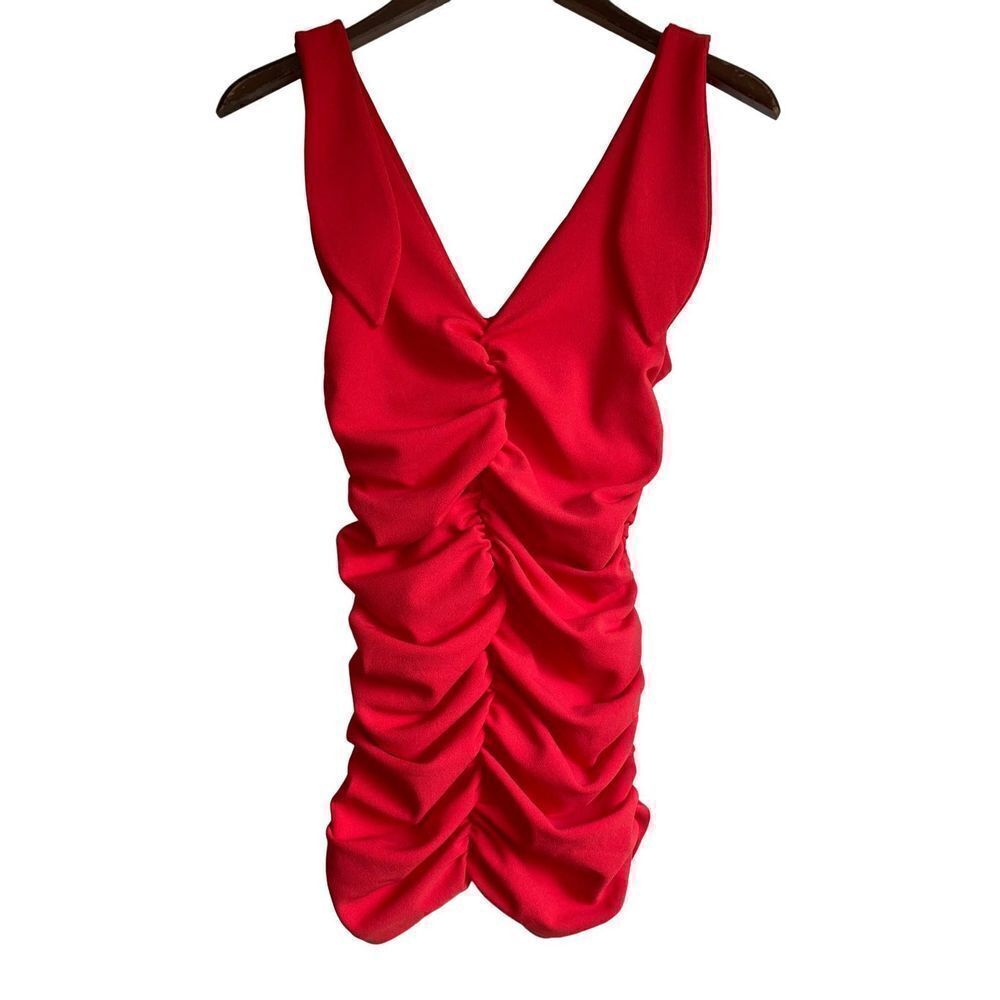Ruched Tie It Down Crepe Mini Dress - Picture 3 of 16